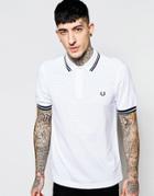 Fred Perry Polo Shirt With Polka Dot Slim Fit - White