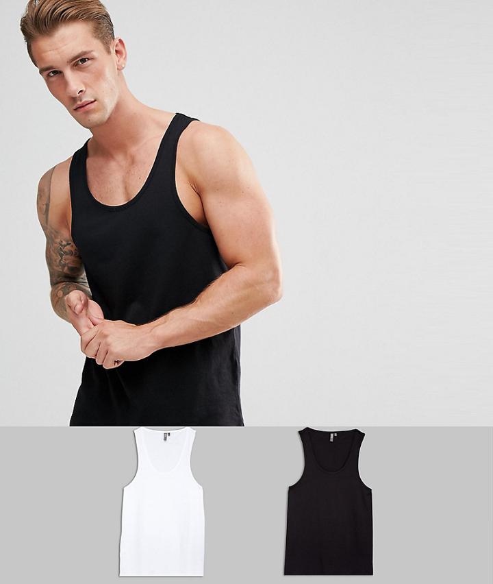 Asos Tank In Black/white 2 Pack Save - Multi