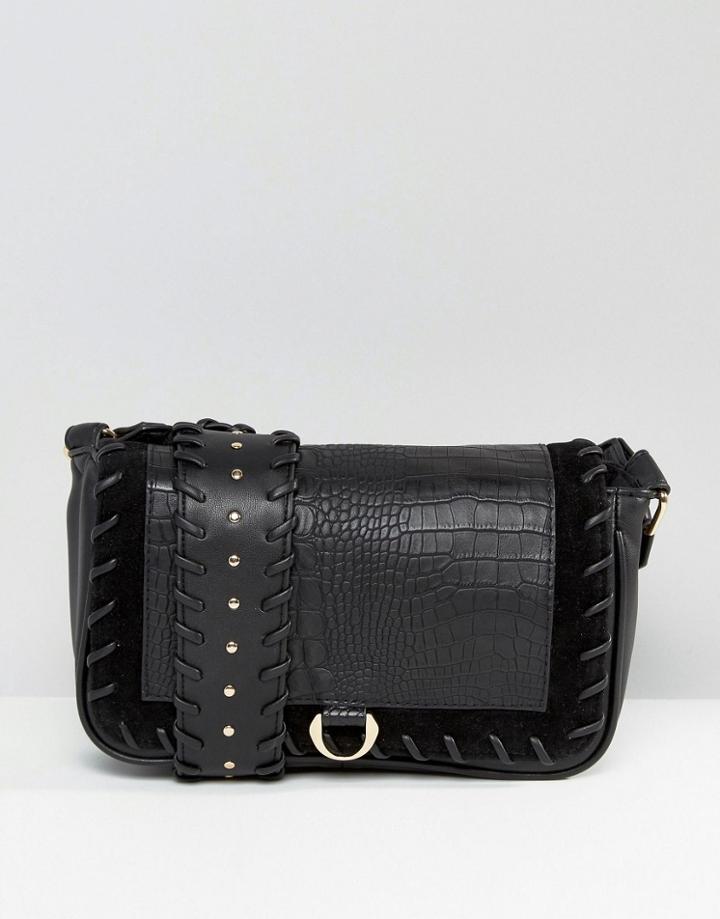 Asos Tie Detail Shoulder Bag - Black