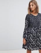 Esprit Mixed Print Smock Dress - Blue