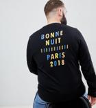 Asos Design Plus Long Sleeve T-shirt With Paris Back Print - Black