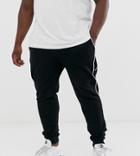 Asos Design Plus Skinny Sweatpants With Piping In Black - Black