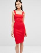 Lavish Alice Harness Strap Detail Bodycon Midi Dress - Red
