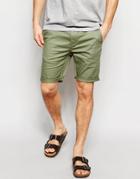 Asos Skinny Chino Shorts In Light Khaki - Sea Spray