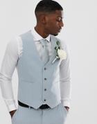 Asos Design Wedding Super Skinny Suit Vest In Ice Blue