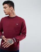 Fred Perry Crew Neck Sweat In Burgundy - Red