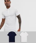 Asos Design 2 Pack Muscle Fit Jersey Polo Save-multi