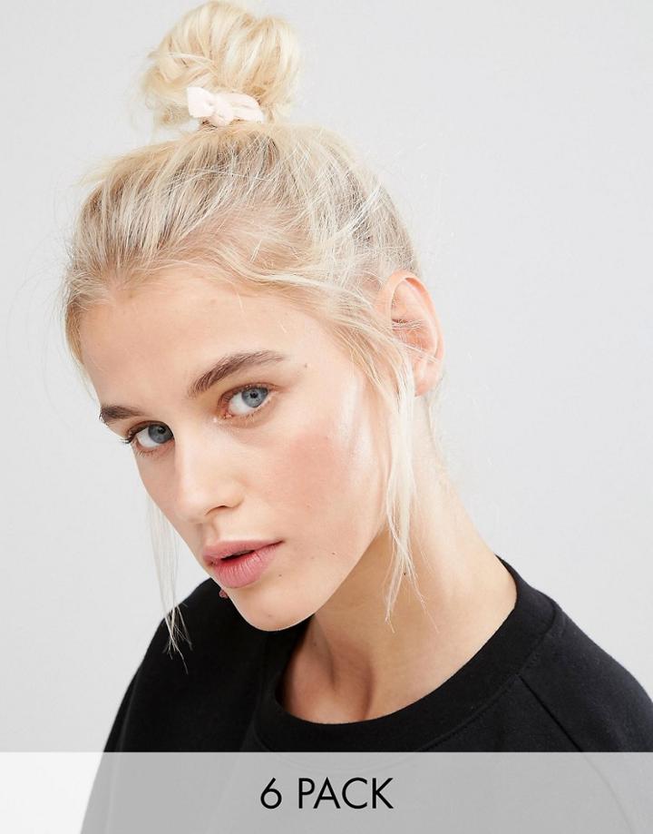 Asos Basics Pack Of 6 Knotted Mixed Hair Ties - Cream