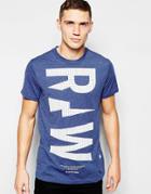 G-star T-shirt Ruizion Crewneck Large Raw Print In Blue - Swedish Blue