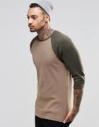 Asos Rib Extreme Muscle 3/4 Sleeve T-shirt With Contrast Raglan Sleeves - Multi