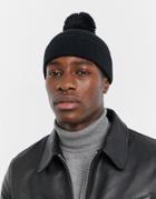 Asos Design Mini Pom-pom Beanie In Black