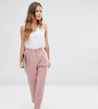 Asos Petite Tailored High Waisted Pants With Turn Up Detail - Red