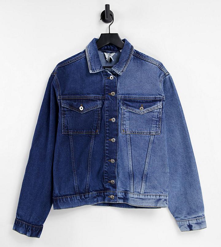 Collusion Unisex Half And Half Denim Jacket - Part Of A Set-blues