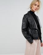 Gestuz Studded Leather Jacket - Black