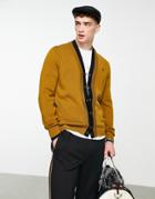 Fred Perry Double Placket Cardigan In Tan-brown