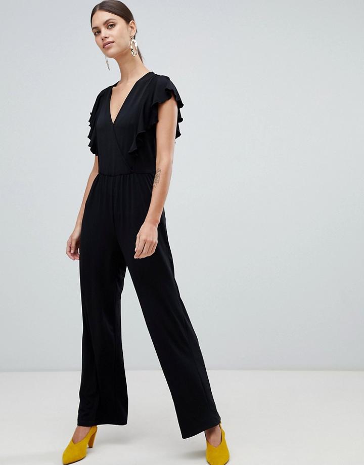 Y.a.s Samba Wrap Front Jumpsuit-black