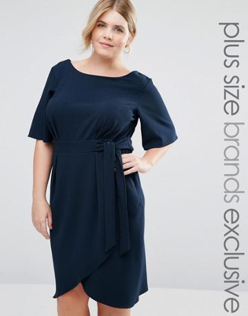 Closet Plus Wrap Front Dress - Navy