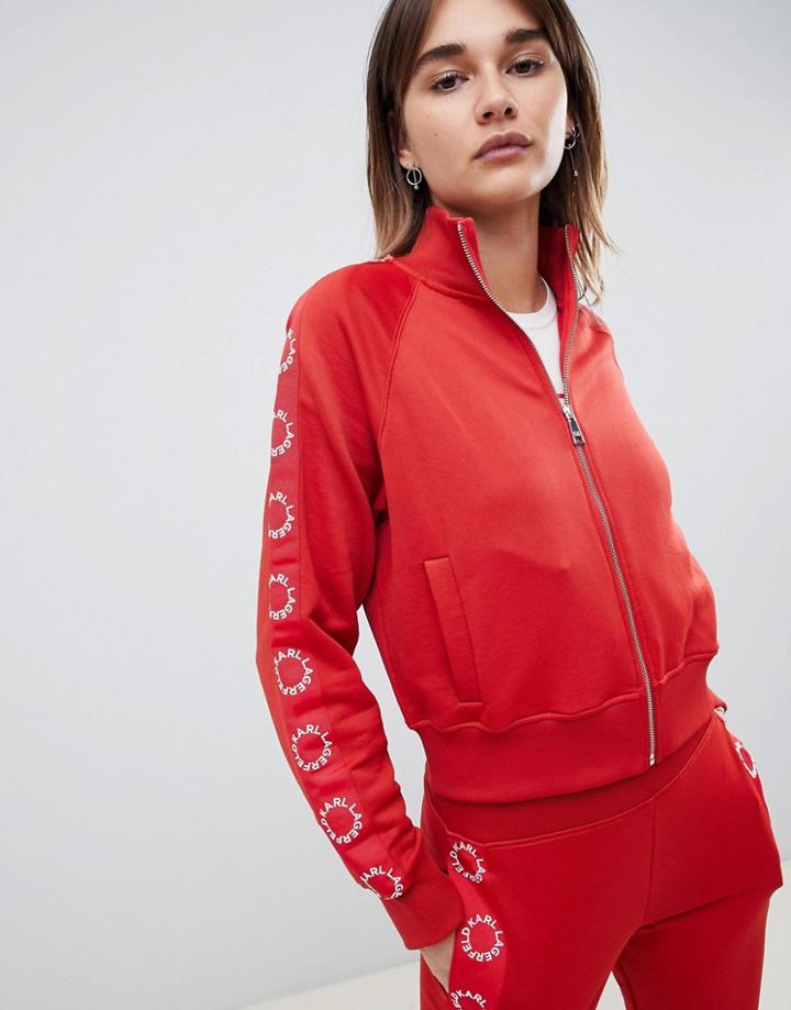 Karl Lagerfeld Logo Track Jacket - Red
