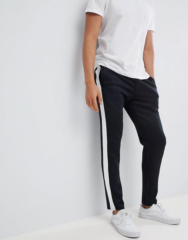 Jack & Jones Track Pant With Sport Stripe In Slim Fit - Black