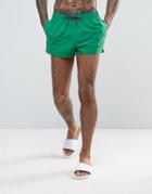 Asos Swim Shorts In Green With Purple Drawcords Super Short Length - Green