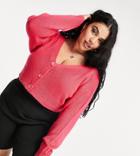 Collusion Plus Exclusive Off Shoulder Brushed Cardigan In Pink