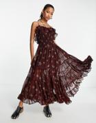Free People Cloud Nine Maxi Cami Dress With Tiered Skirt In Vintage Floral-pink