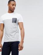 Asos Design T-shirt With Contrast Sleeves In Interest Nepp Fabric - Gray