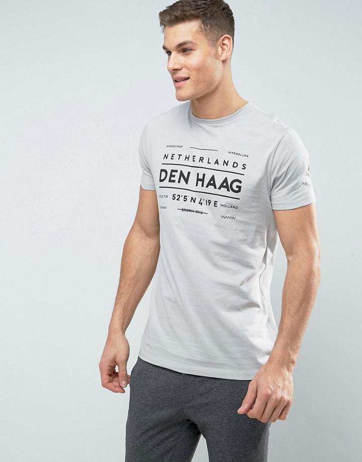 Asos T-shirt With Netherlands Print In Gray - Gray
