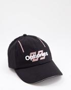 Asos Design 90's Soft Baseball Cap In Black With Pink Text Embroidery