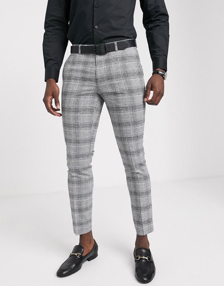 Moss London Suit Pants Black And White Check - Black