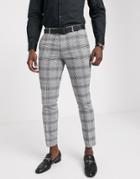 Moss London Suit Pants Black And White Check - Black