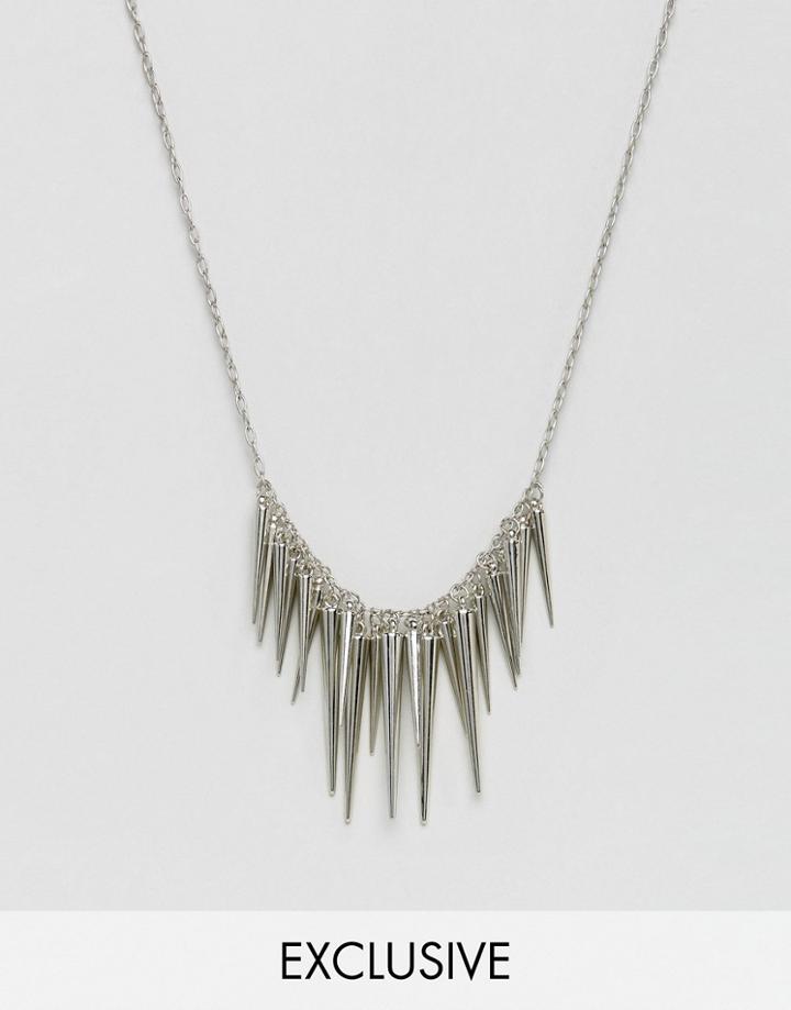 Reclaimed Vintage Inspired Spike Necklace - Silver