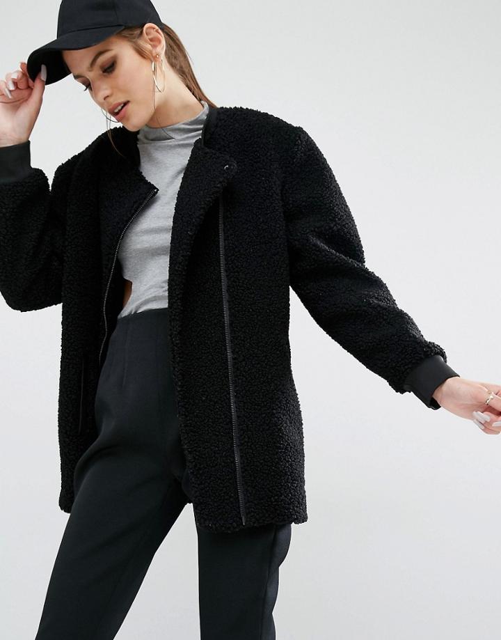 Kendall + Kylie Boucle Fall Coat - Black