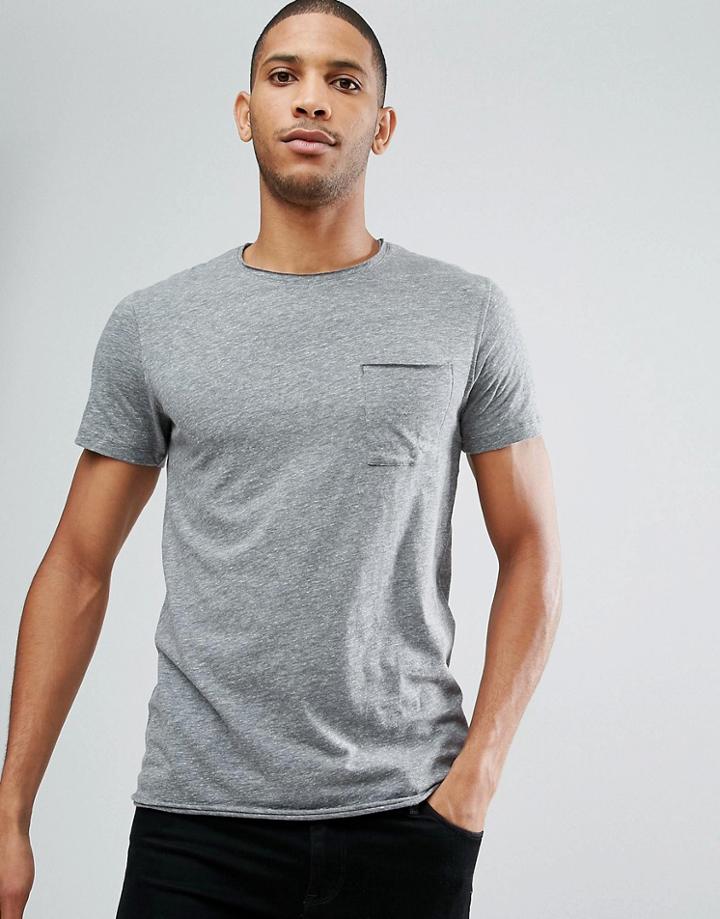 Selected Homme Perfect Melange Pima Cotton T-shirt - Stone
