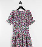 Influence Maternity Cotton Poplin Floral Midi Tea Dress-multi