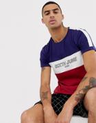 Sixth June T-shirt In Navy With Cut And Sew Logo