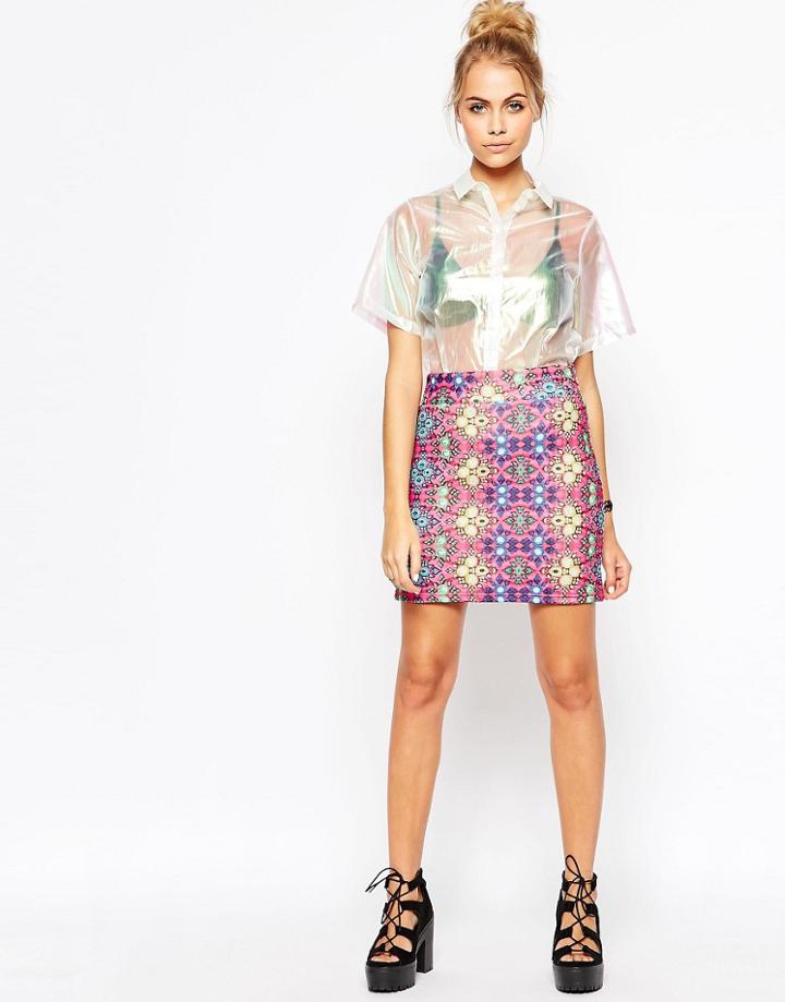 Jaded London Pink Festival Skirt - Multi