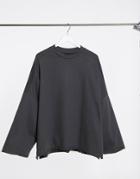 Asos Design Organic Extreme Oversized Raw Hem Sweatshirt In Washed Black