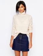 Vila Roll Neck Longline Sweater - Pink