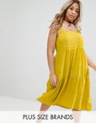 Lost Ink Plus Cami Tiered Smock Dress - Yellow