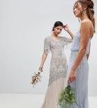 Amelia Rose Contrast Embellished Maxi Dress With Sequin Cape Detail - Pink