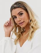 Asos Design Headband With Ruched Front In Paisley Print-multi
