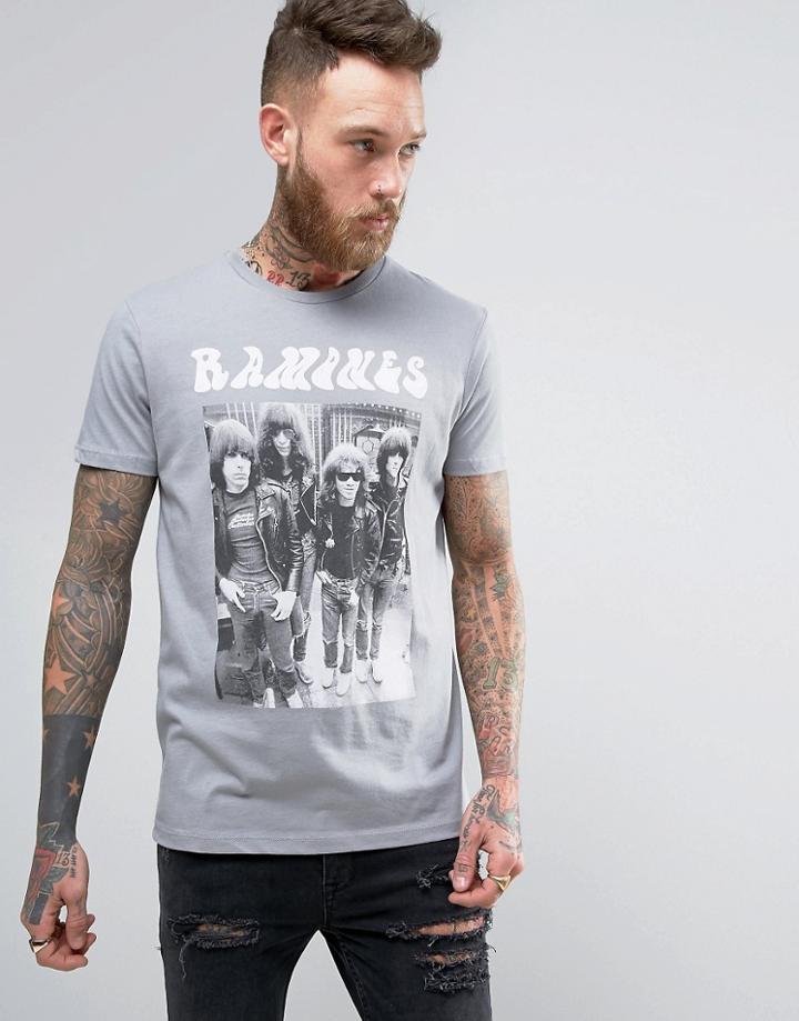 Asos Ramones Band Print T-shirt - Gray
