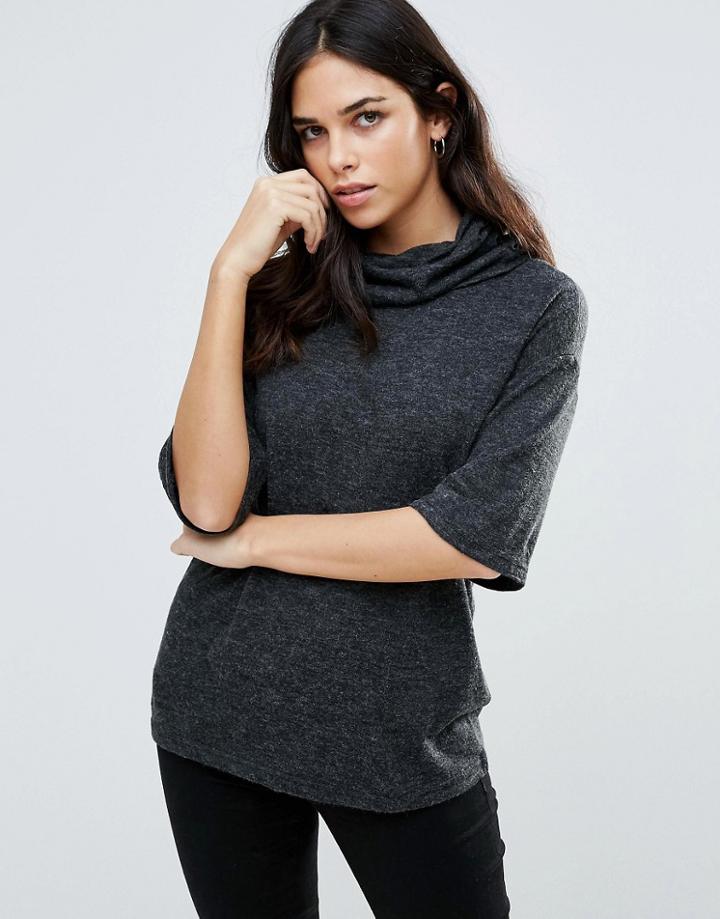 B.young Kimono Sleeve Roll Neck Top - Gray
