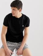 Asos Design T-shirt With Crew Neck And Roll Sleeve With Triangle Logo In Black - Black