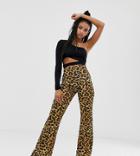 Collusion Flare Pants In Leopard Print