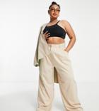 Daisy Street Plus High Waist Tailored Wide Leg Pants - Part Of A Set-white