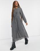 Jdy Midi Dress With Ruffle Detail In Geometric Print-multi