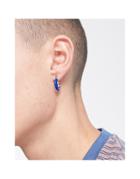 Asos Design Hoop Earring With Blue Enamel In Gold Tone
