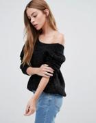 See U Soon Sweater With V Back In Metallic Yarn - Black